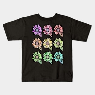 Bright sunflower block print Kids T-Shirt